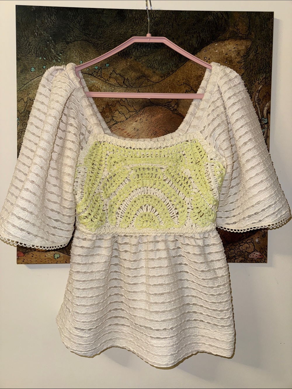 Dex Cream Crochet Peplum Blouse | Fits XS/S
